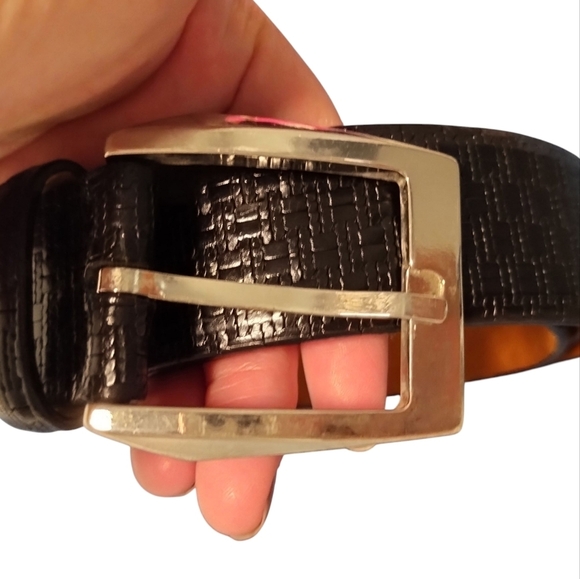 Della Robbiu Black Textured Mens Belt with Silver Buckle - Picture 1 of 9